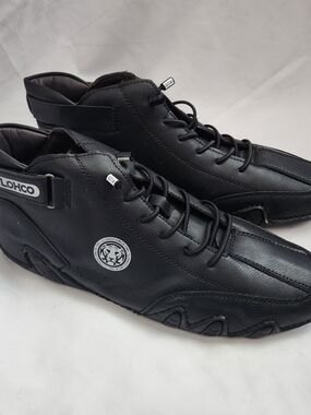 Clohoo Leather High Top Chukkas Boots Men's 10 Black Gym Boxing Outdoors Comfort